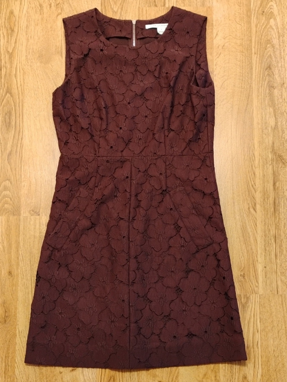 Diane Von Furstenberg Sleeveless Floral Lace Mini Dress - Burgundy